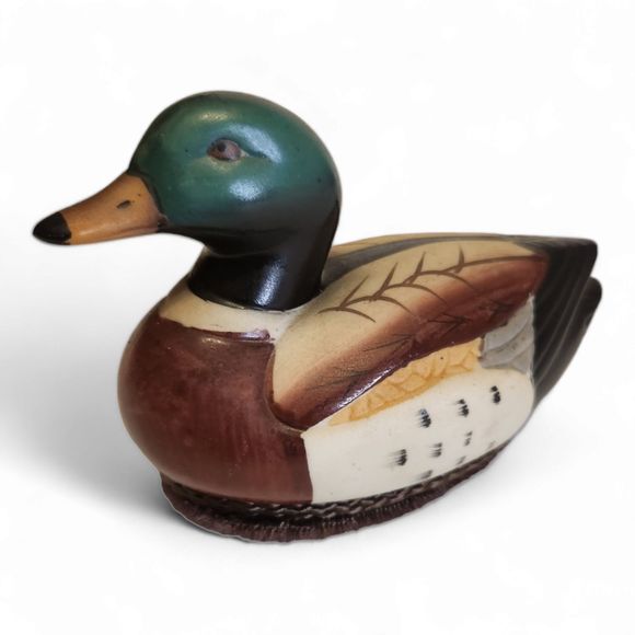 Vintage Ceramic Duck Lint Remover Brush Mallard Figurine Decoy 5" x 3 1/4" - Picture 3 of 7